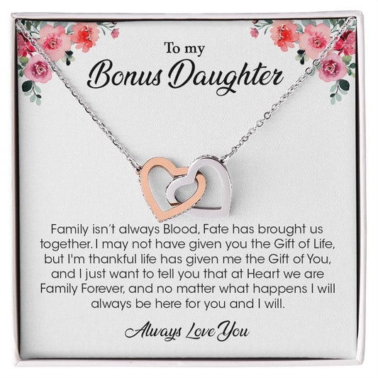 To My Bonus Daughter | Always Love You - Interlocking Hearts necklace
