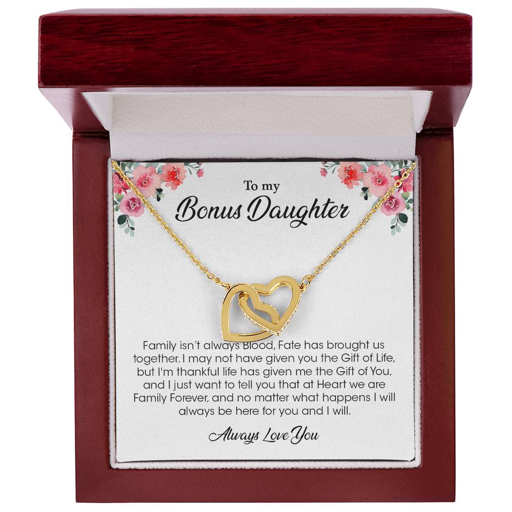 To My Bonus Daughter | Always Love You - Interlocking Hearts necklace