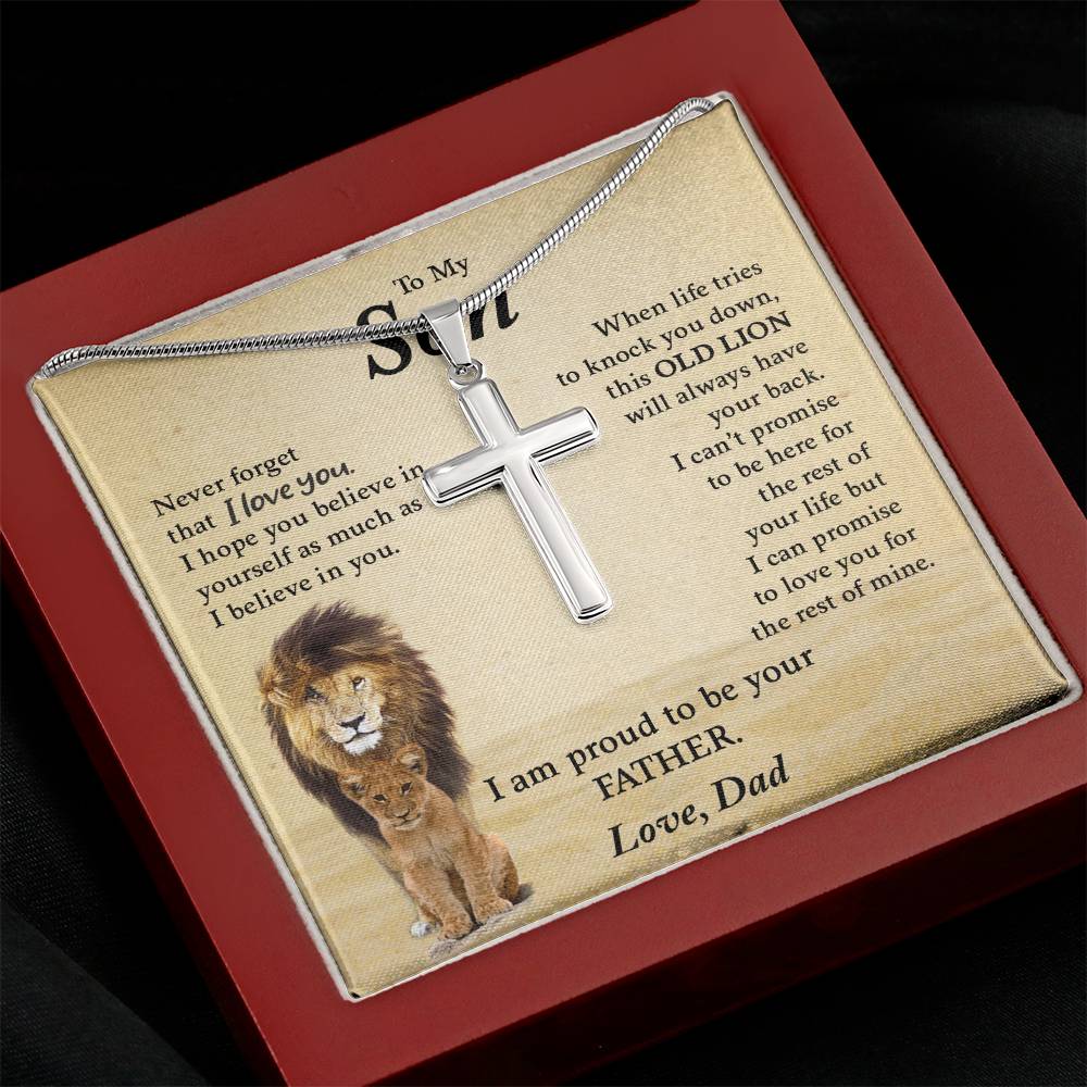To My Son | Never Forget That I Love You - Stainless Steel Cross Necklace
